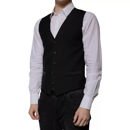 Chaleco formal de lana negra para hombre