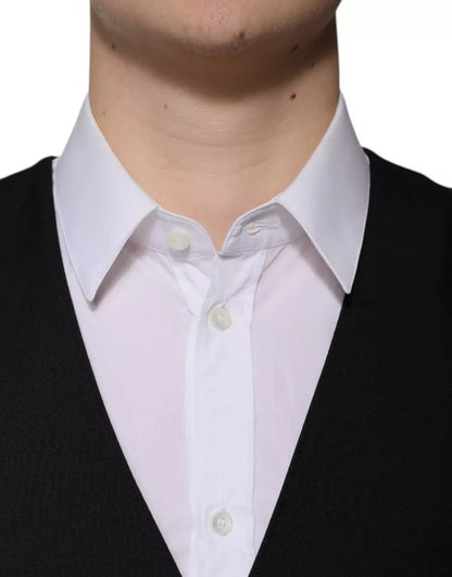 Chaleco formal de lana negra para hombre