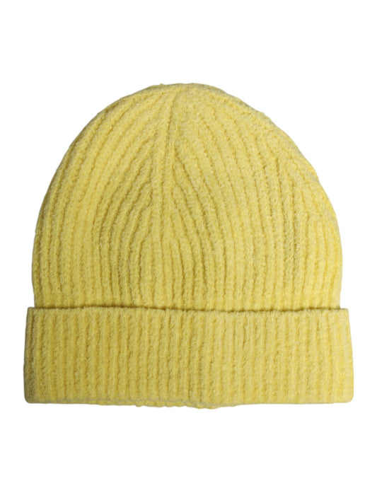 Gorro de invierno de punto de algodón amarillo