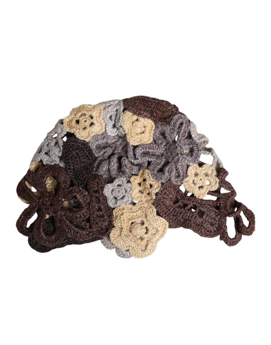 Gorro de crochet de seda con estampado floral multicolor