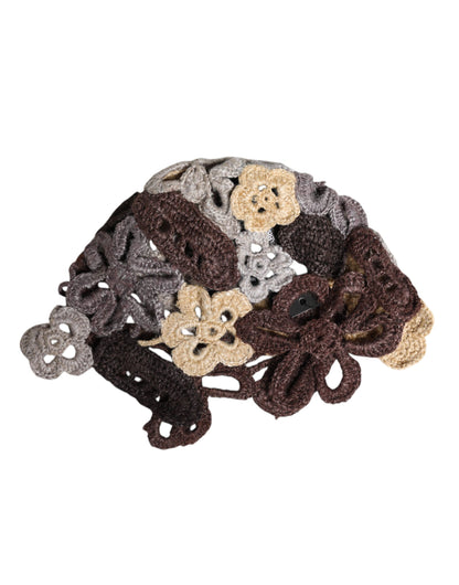 Gorro de crochet de seda con estampado floral multicolor