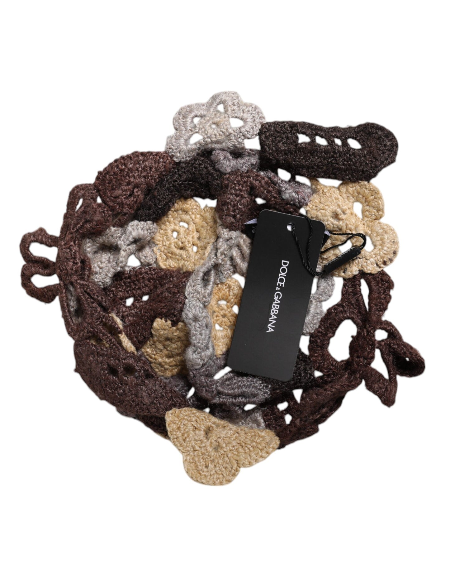 Gorro de crochet de seda con estampado floral multicolor