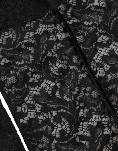 Sombrero de encaje floral negro para envolver toda la cabeza