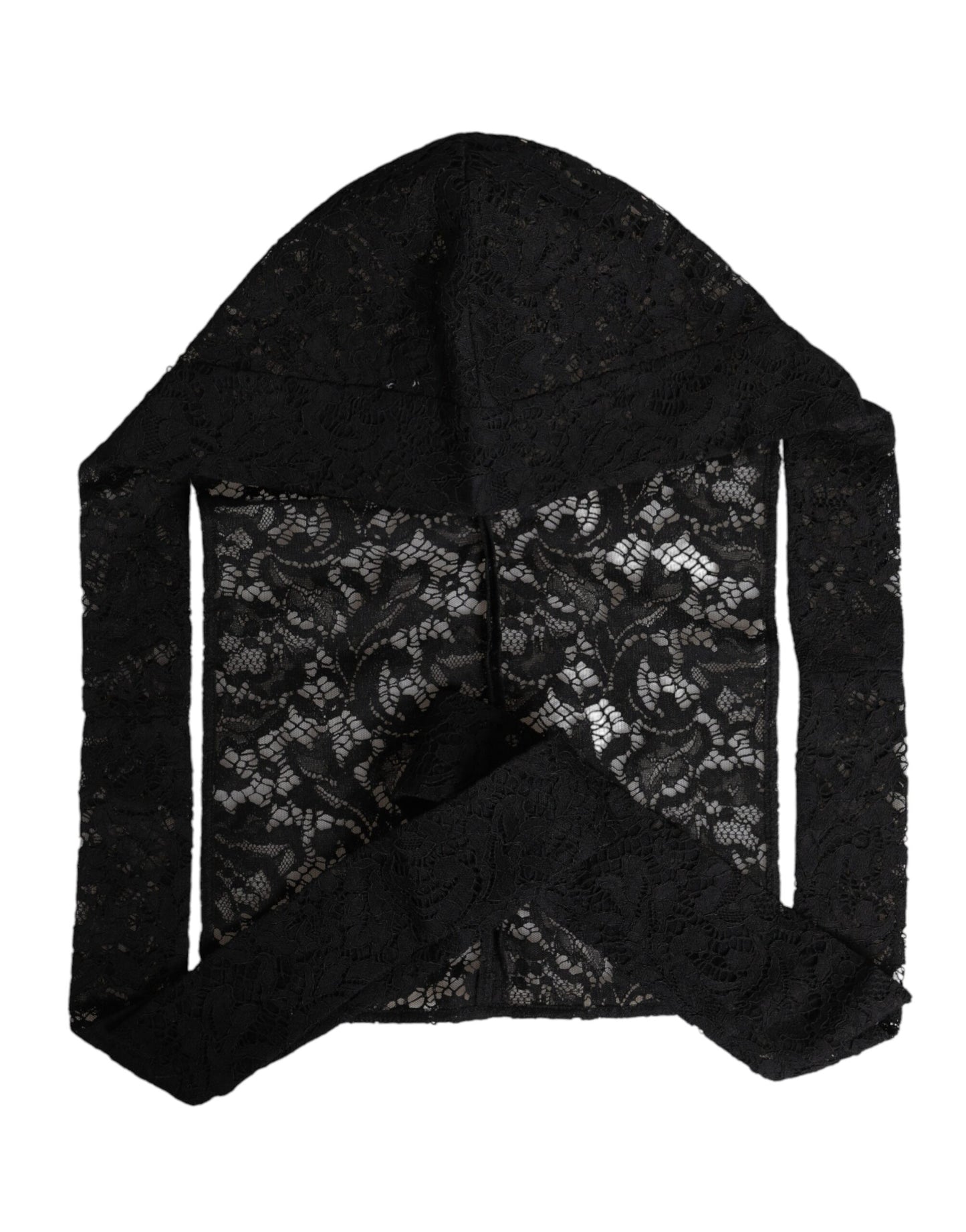 Sombrero de encaje floral negro para envolver toda la cabeza