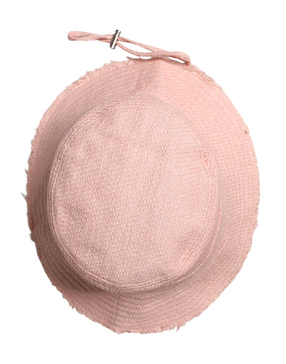 Sombrero de pescador de ala ancha de algodón rosa