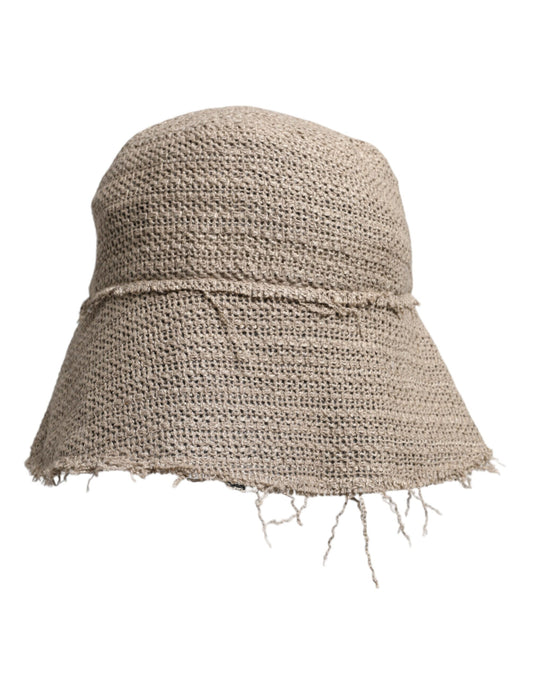 Sombrero de pescador de ala ancha de lino beige