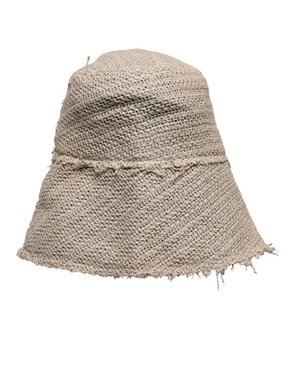 Sombrero de pescador de ala ancha de lino beige