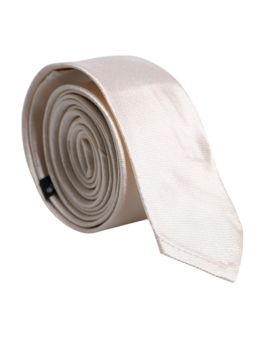 Corbata ajustable de seda blanca lisa