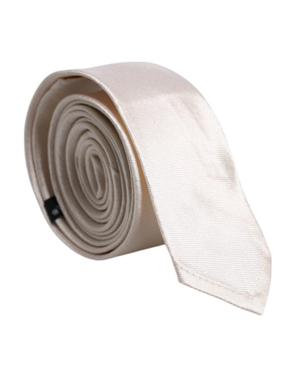 Corbata ajustable de seda blanca lisa
