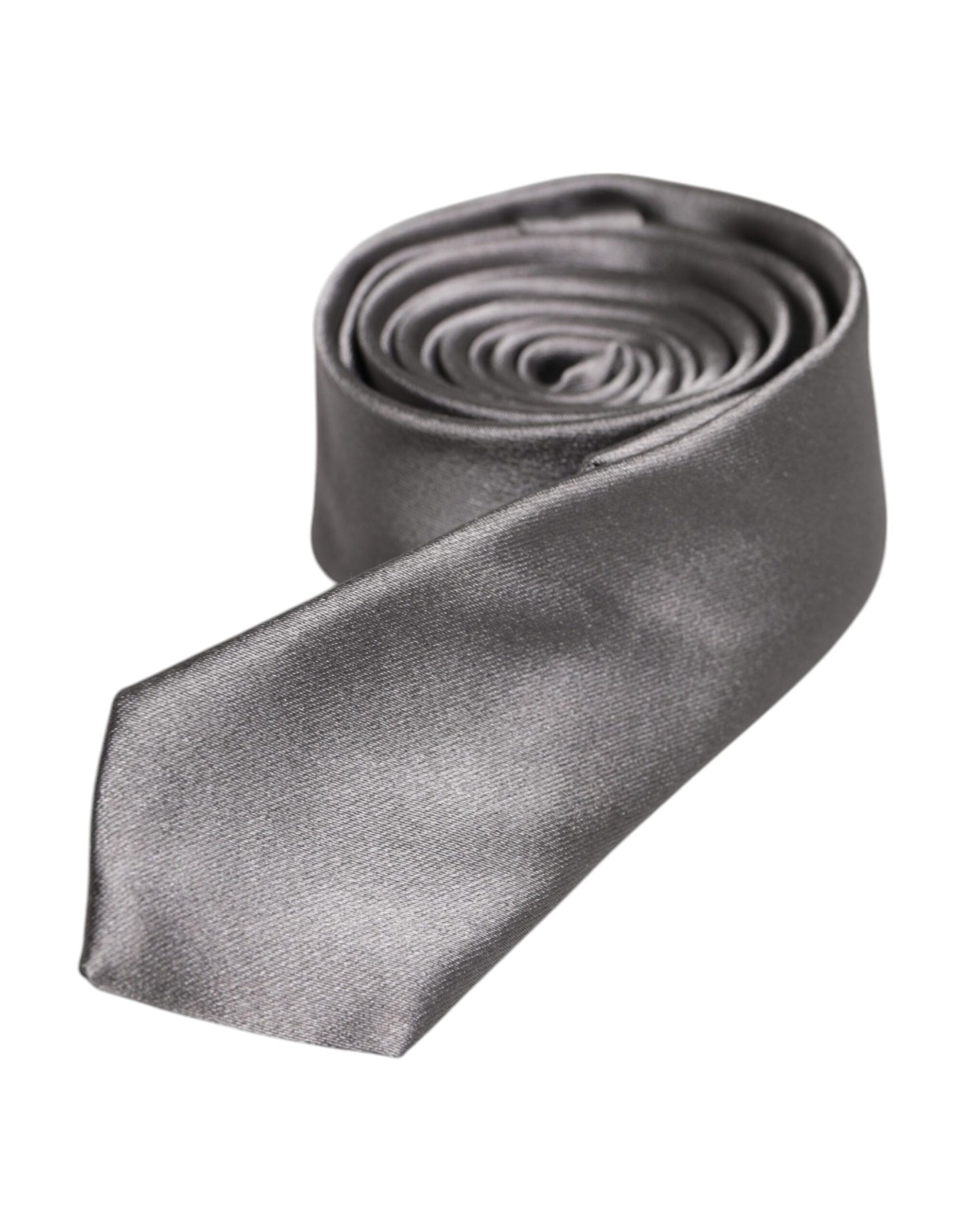 Corbata ajustable de seda plateada metalizada
