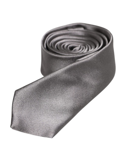 Corbata ajustable de seda plateada metalizada