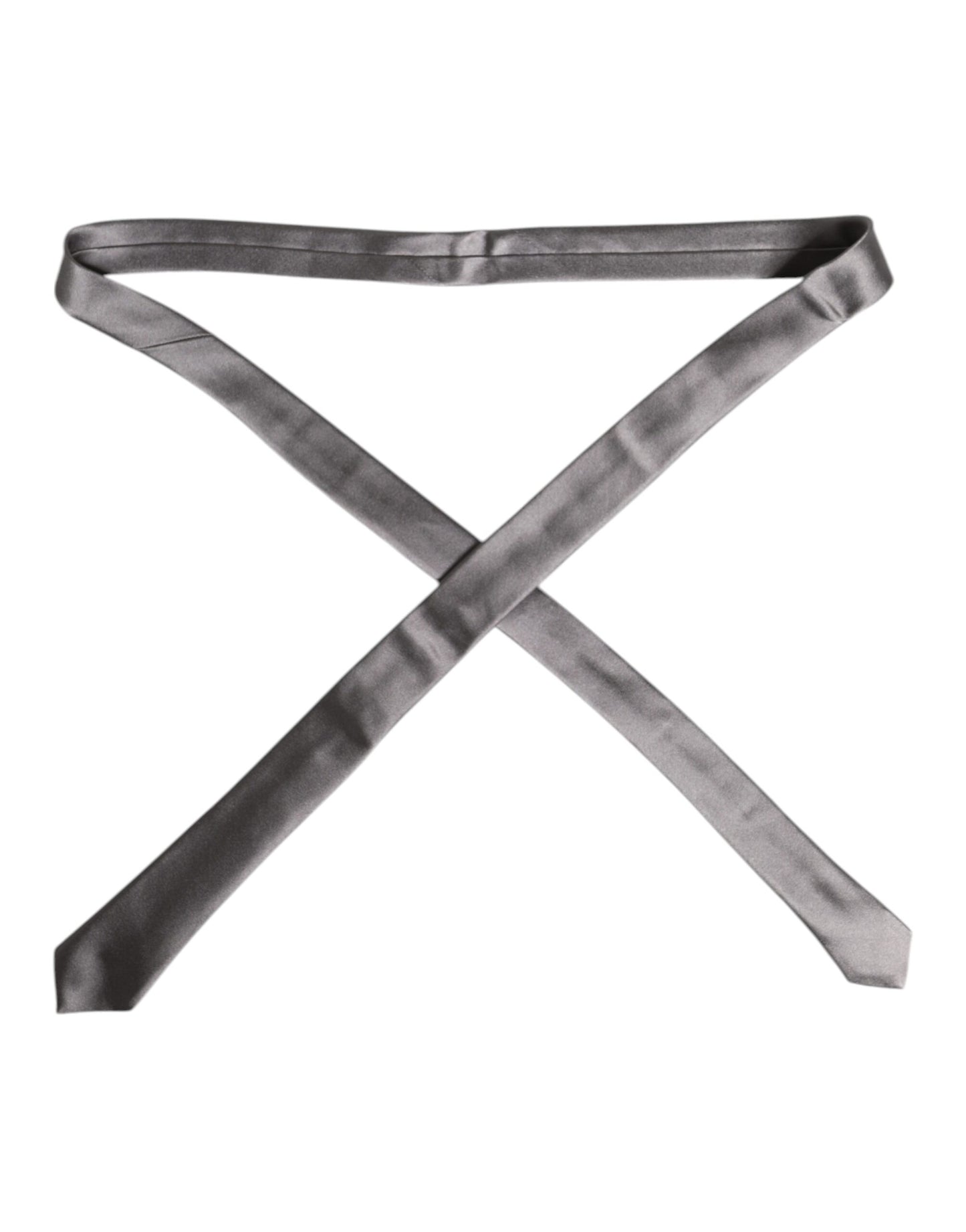 Corbata ajustable de seda plateada metalizada