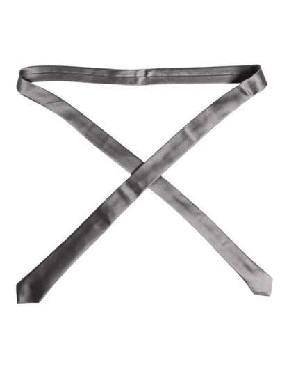 Corbata ajustable de seda plateada metalizada