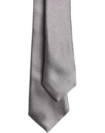 Corbata ajustable de seda plateada metalizada