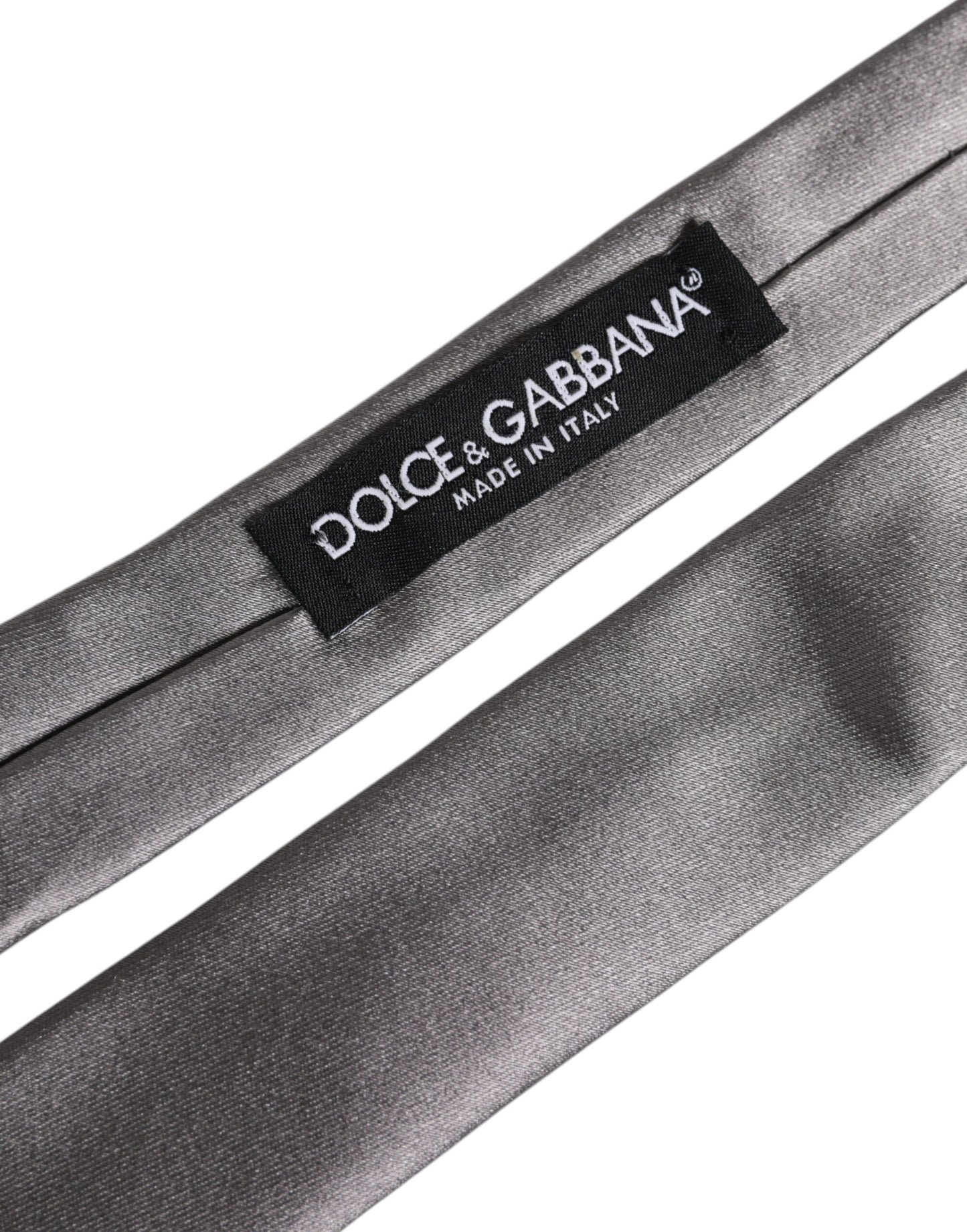 Corbata ajustable de seda plateada metalizada