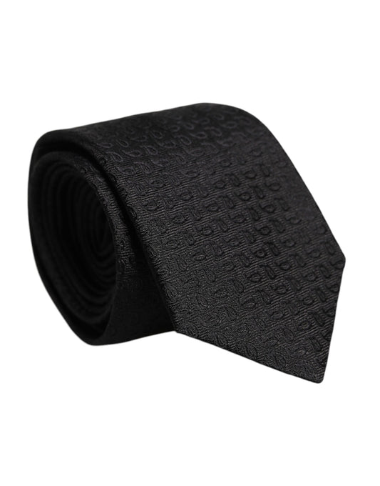Corbata ajustable de seda con estampado negro