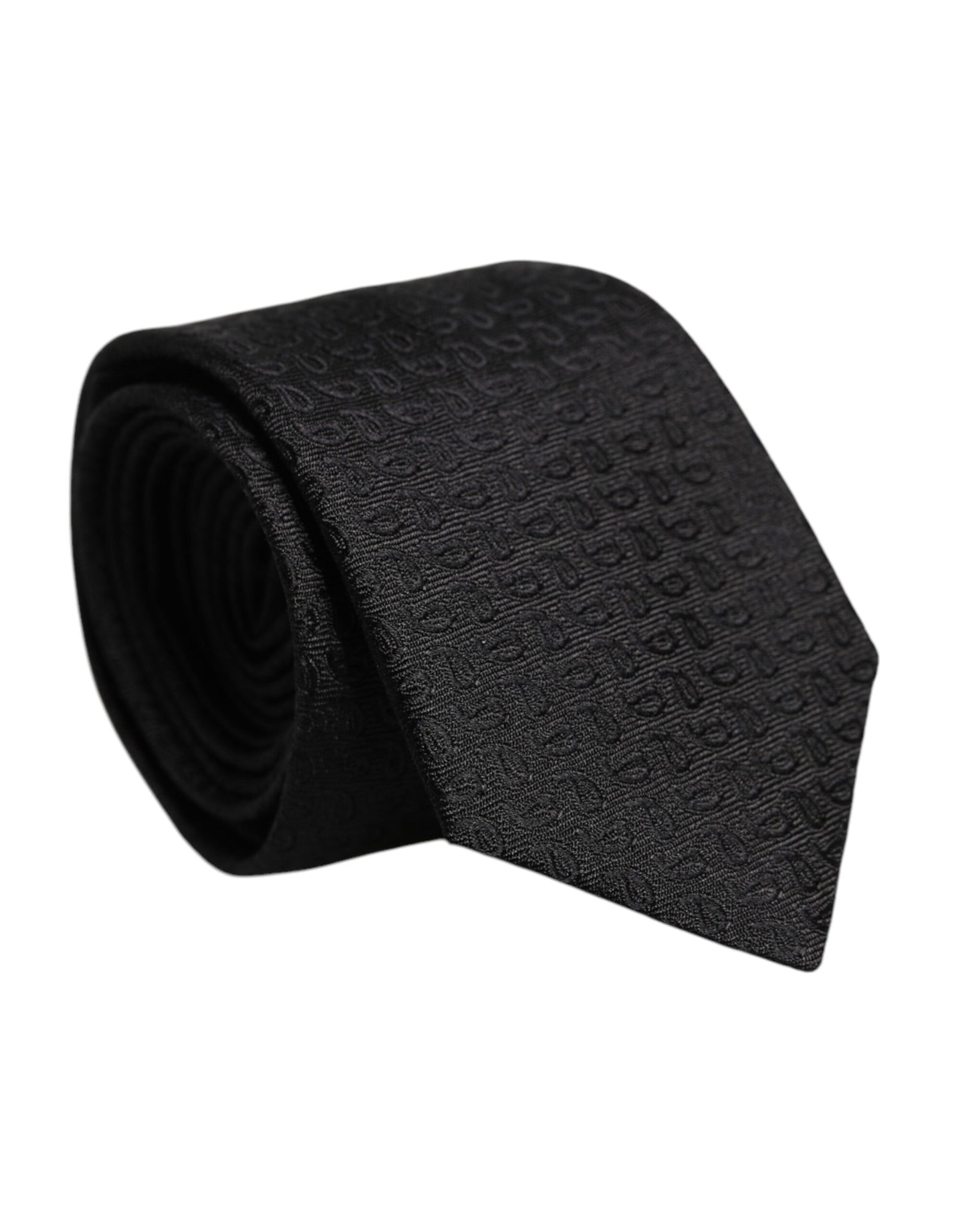 Corbata ajustable de seda con estampado negro