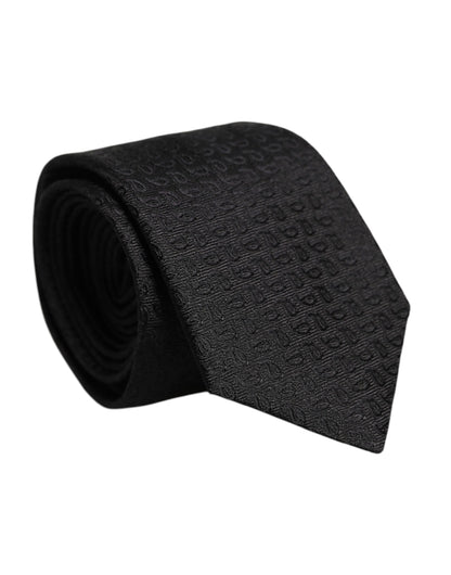 Corbata ajustable de seda con estampado negro
