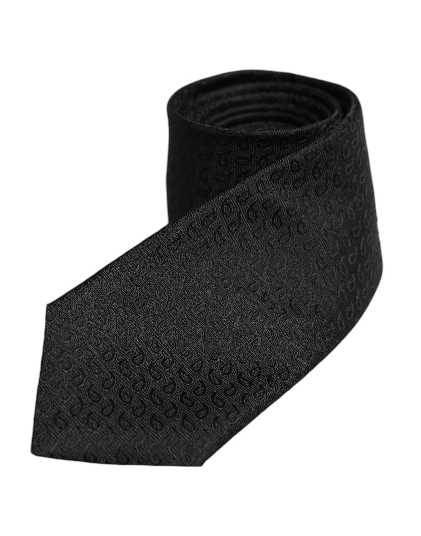 Corbata ajustable de seda con estampado negro