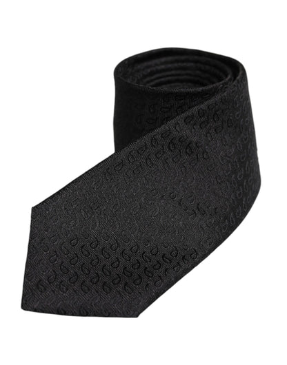 Corbata ajustable de seda con estampado negro