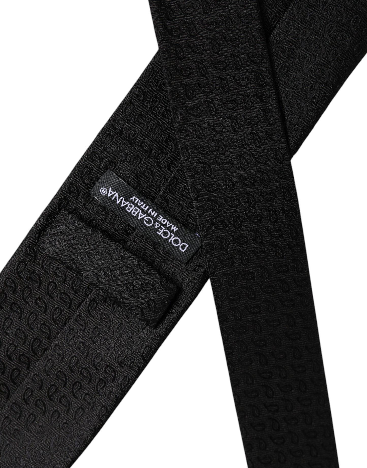 Corbata ajustable de seda con estampado negro