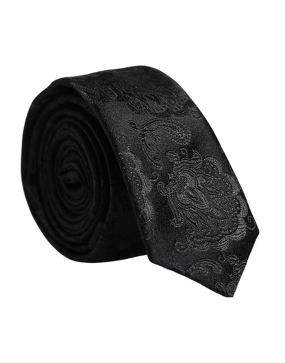 Corbata ajustable de seda floral verde oscuro