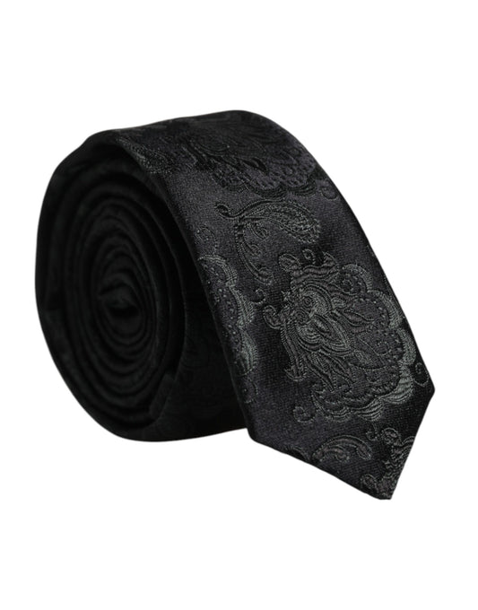 Corbata ajustable de seda floral verde oscuro