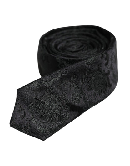 Corbata ajustable de seda floral verde oscuro