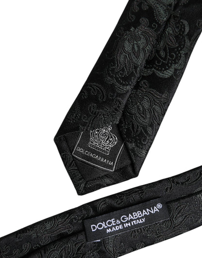 Corbata ajustable de seda floral verde oscuro