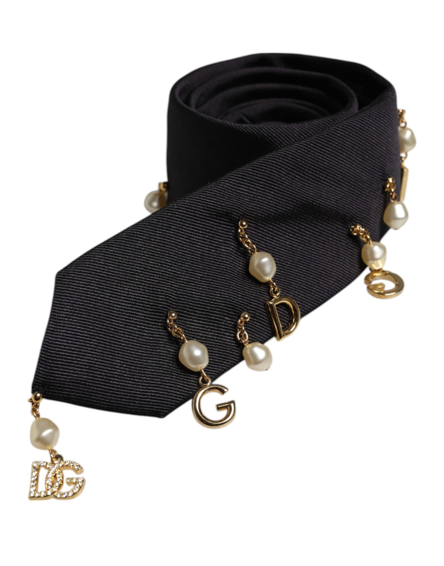 Black Logo Embellished Adjustable Necktie Tie