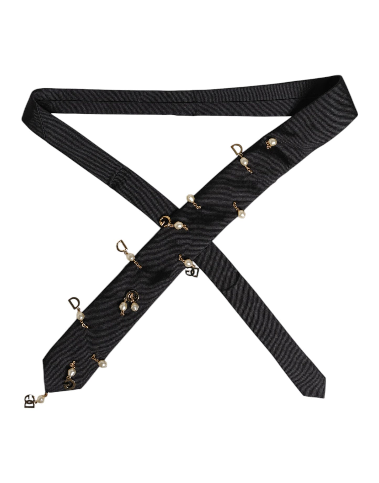 Black Logo Embellished Adjustable Necktie Tie