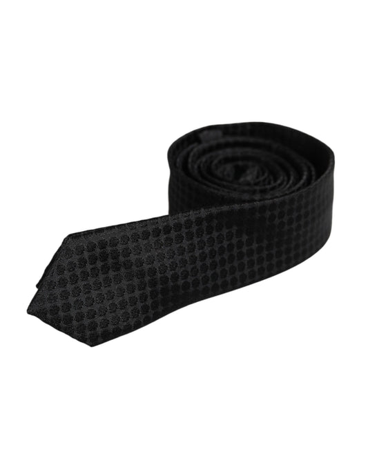 Corbata ajustable de seda con círculos negros