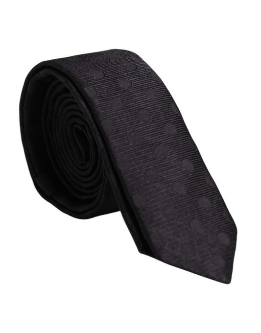 Corbata ajustable de seda con círculos negros