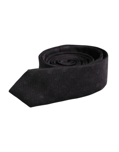 Corbata ajustable de seda con círculos negros