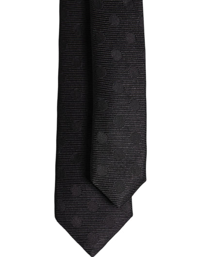 Corbata ajustable de seda con círculos negros