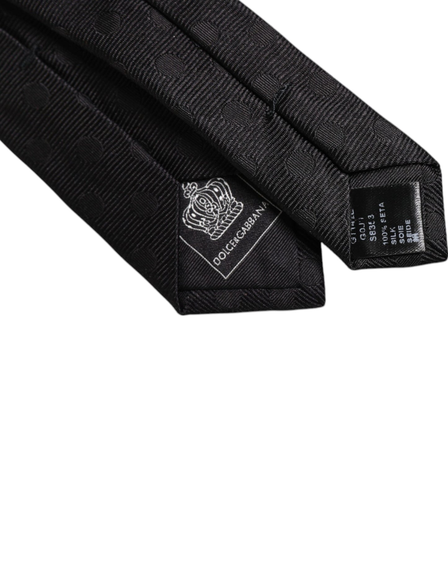 Corbata ajustable de seda con círculos negros
