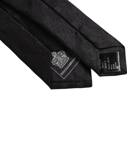 Corbata ajustable de seda con círculos negros