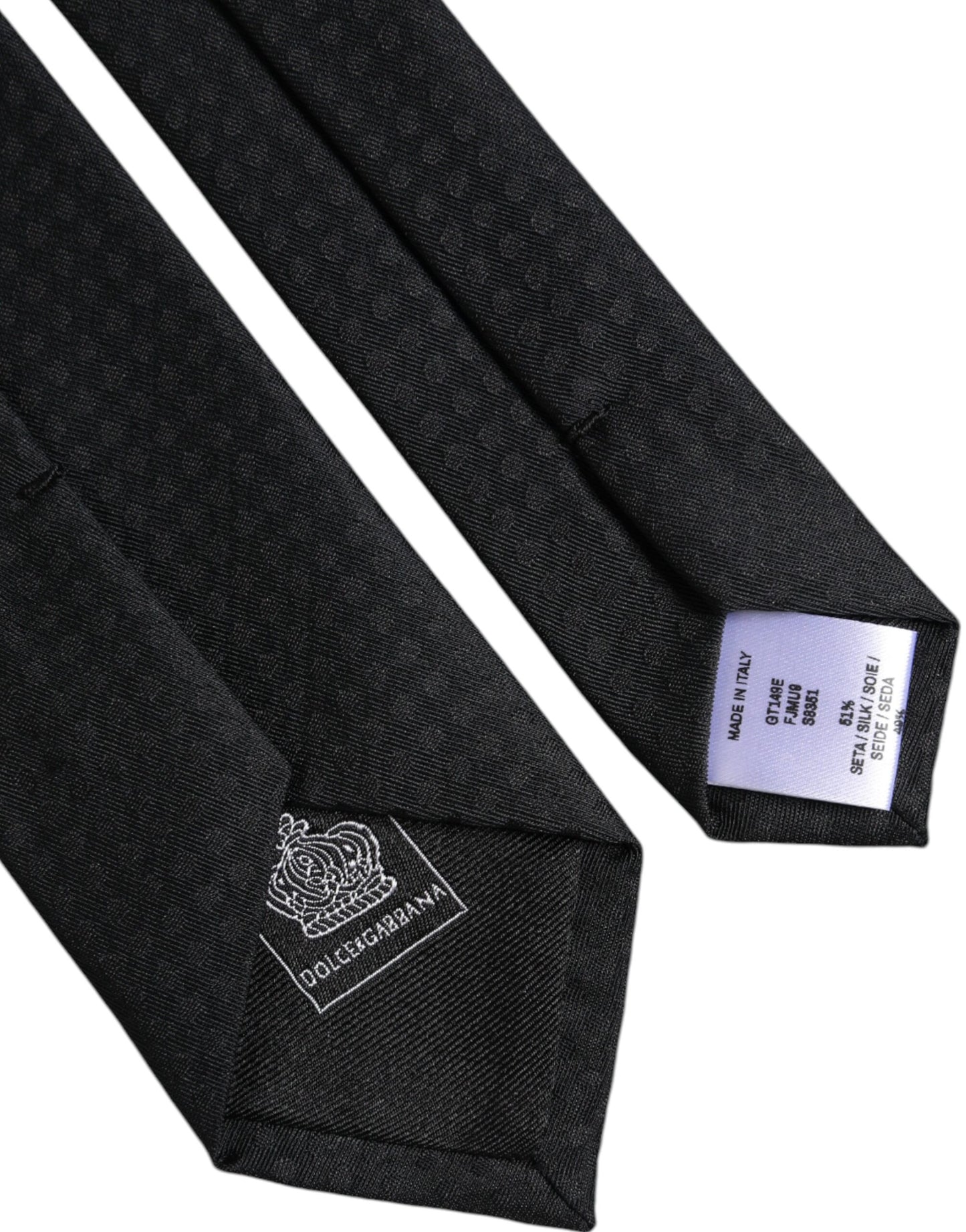 Corbata ajustable de seda con círculos negros