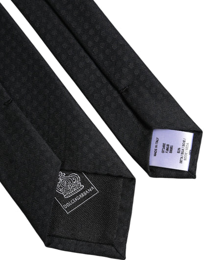 Corbata ajustable de seda con círculos negros