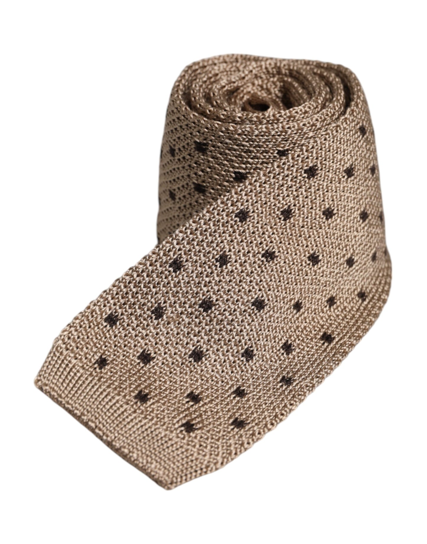 Corbata ajustable de seda con lunares beige