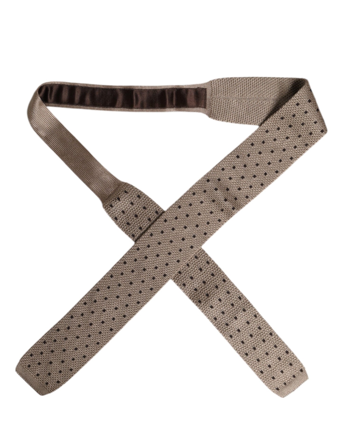 Corbata ajustable de seda con lunares beige