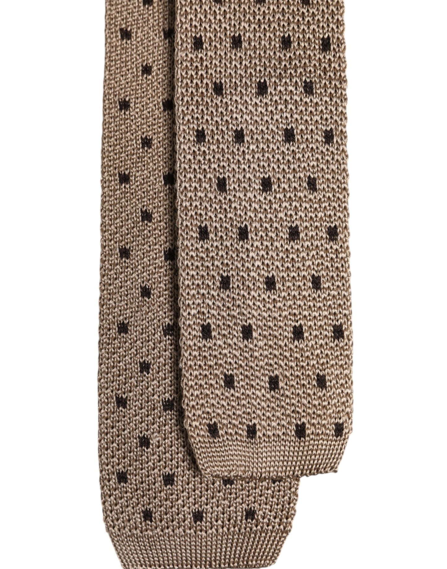 Corbata ajustable de seda con lunares beige