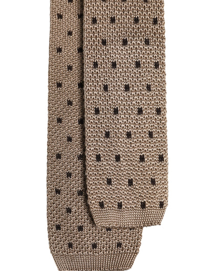 Corbata ajustable de seda con lunares beige