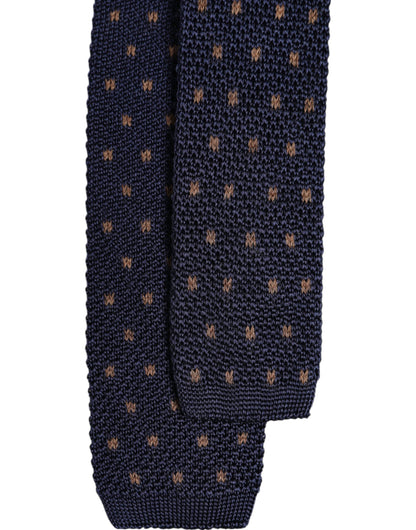 Corbata ajustable de seda con lunares azules