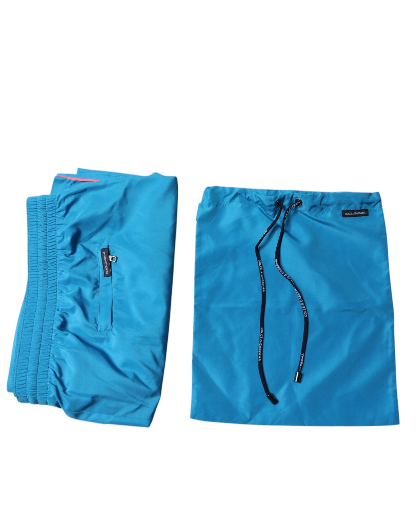 Traje de baño de dos piezas con shorts de playa y logo turquesa