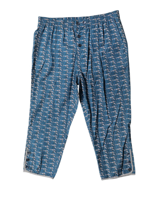 Traje de baño de playa corto con estampado de tiburón azul