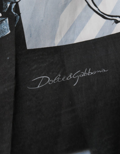 Pantalones cortos de algodón para hombre con estampado de estatua azul