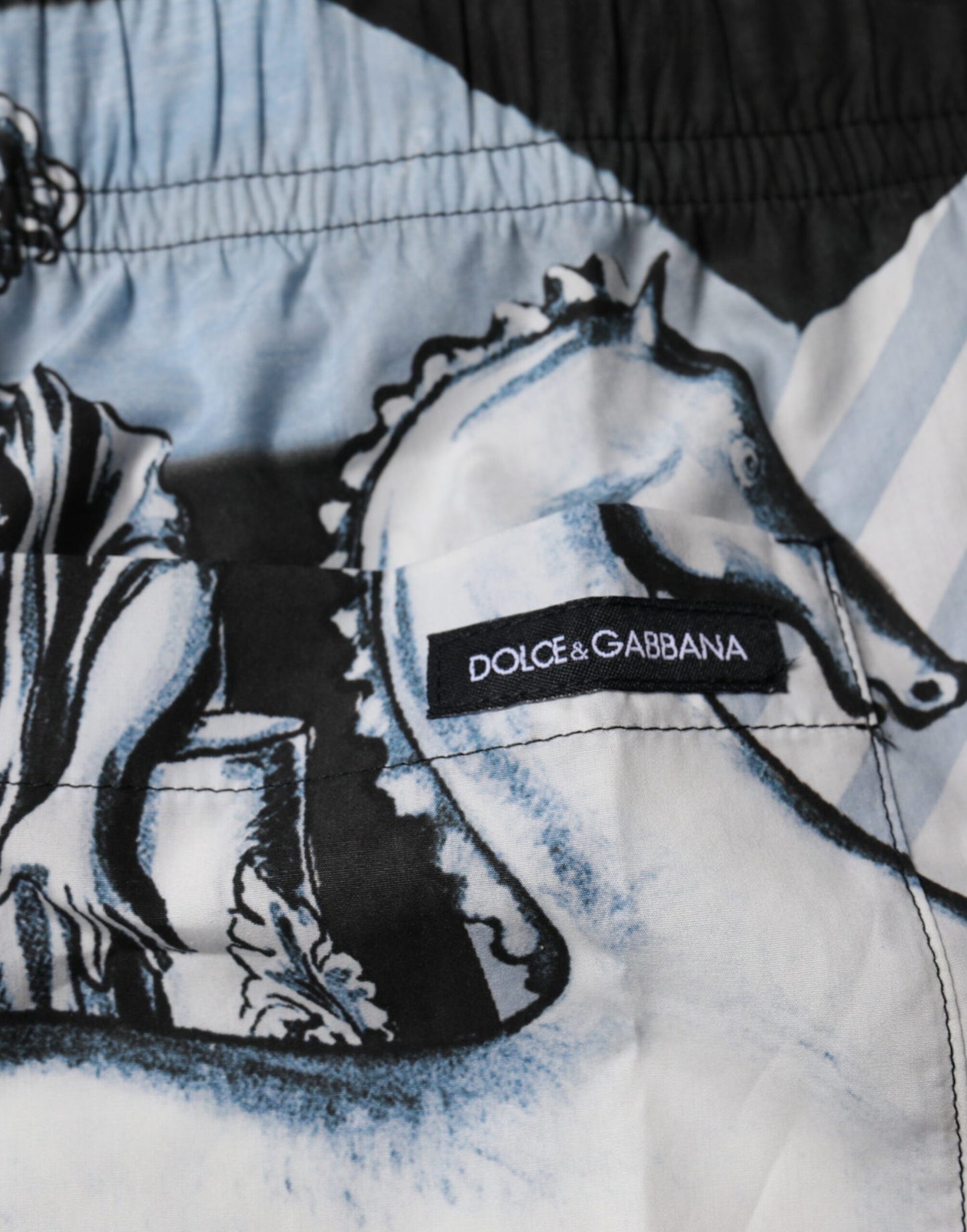 Pantalones cortos de algodón para hombre con estampado de estatua azul