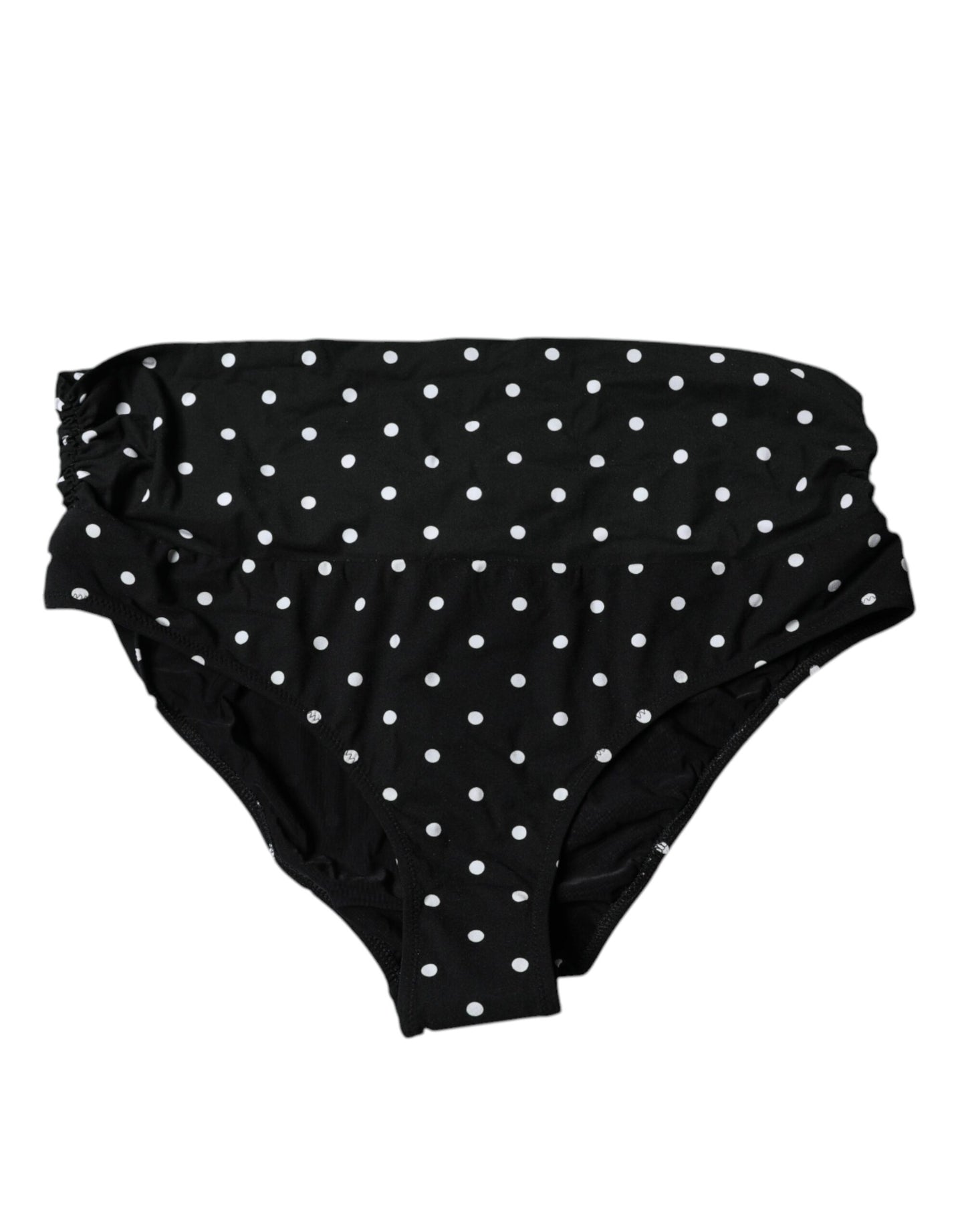 Traje de baño de lunares negros con parte inferior de bikini