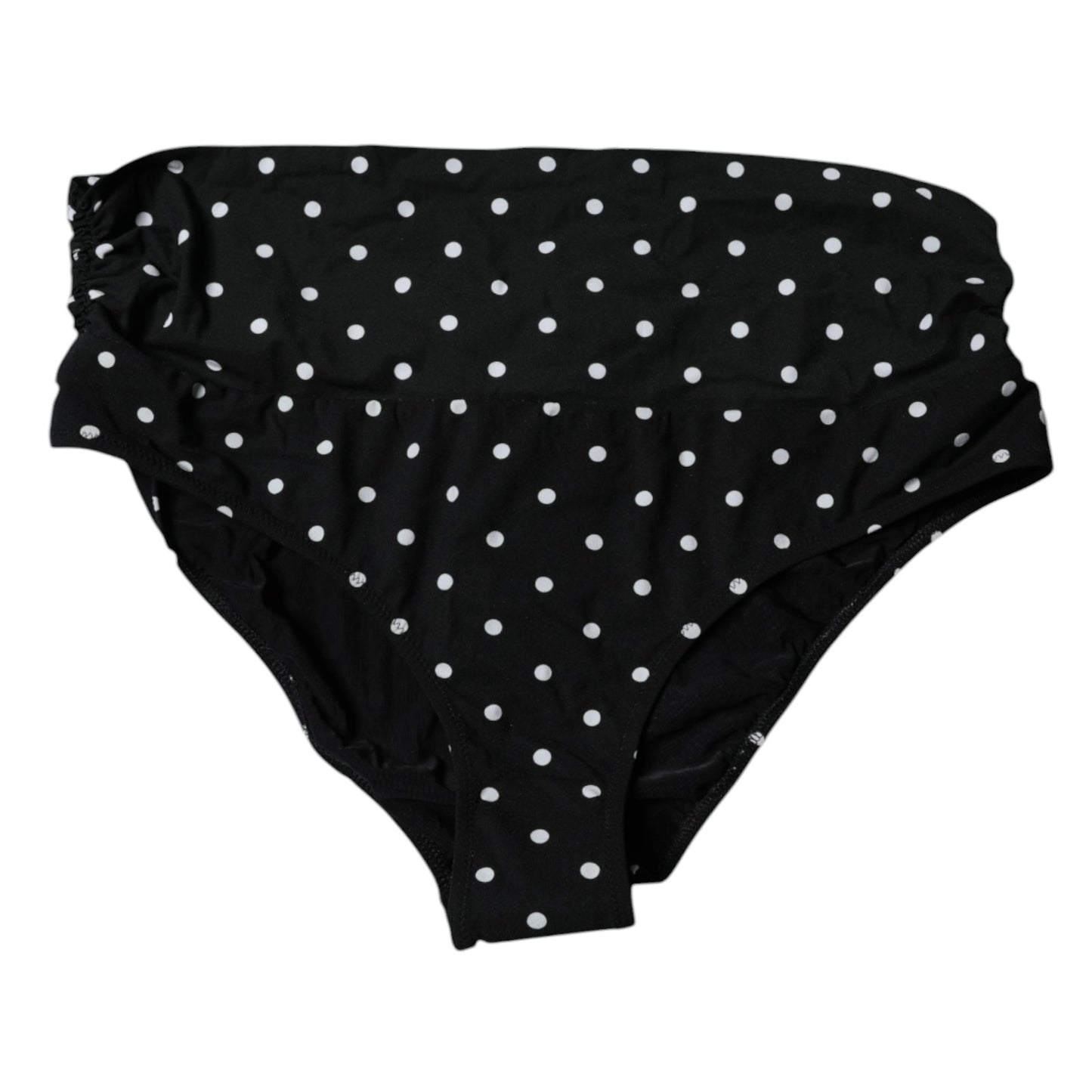 Traje de baño de lunares negros con parte inferior de bikini